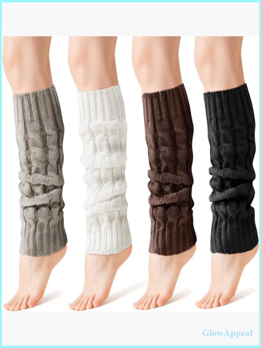 Cable Knit Leg Warmers 4 Pairs Winter Boot Socks Long Sleeves